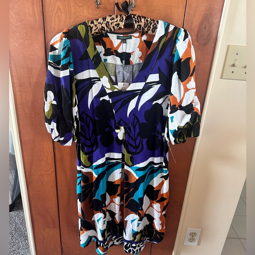 For Cynthia Multicolor V-Neck Midi Dress